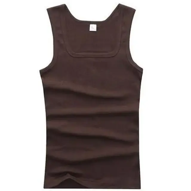Square Neck Muscle Fit Ribbed Tank Top Men Clothing Singlets Basic Elastic Tank Tops Sleeveless Fitness Men Vest 4