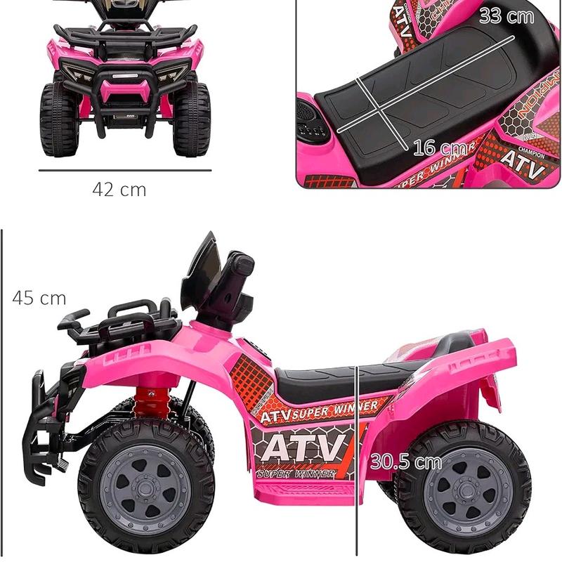 HOMCOM Kids Electric Ride on Car with Music, 6V Battery, for 18-36 Months, Pink or Red 2