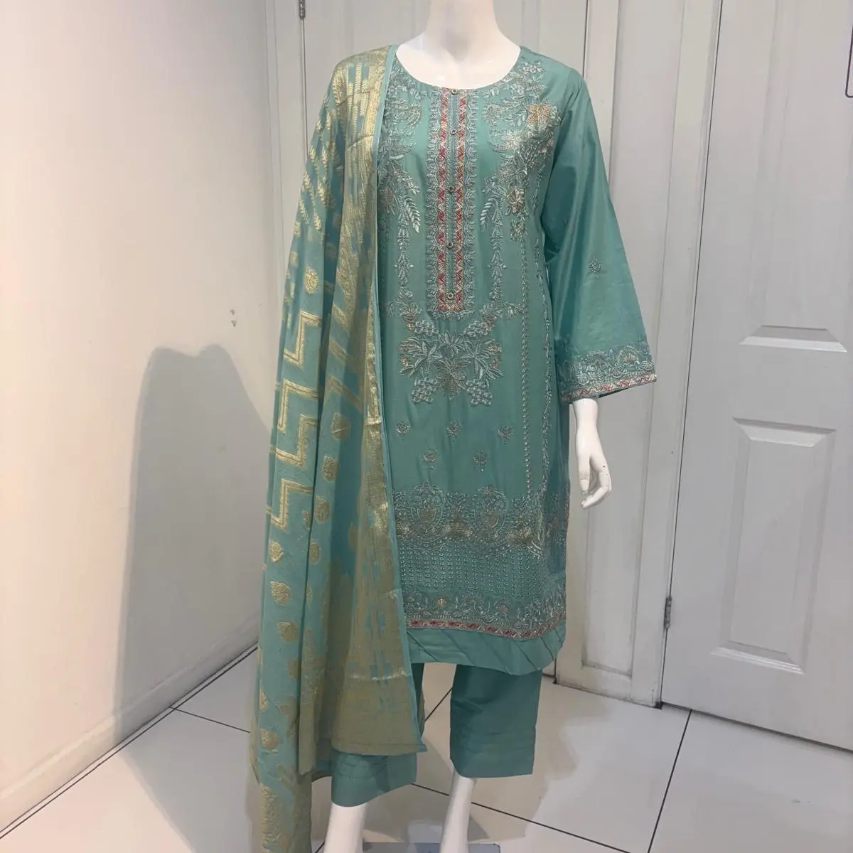 Women’s Heavy Embroidered Cotton Material 3pc Suit