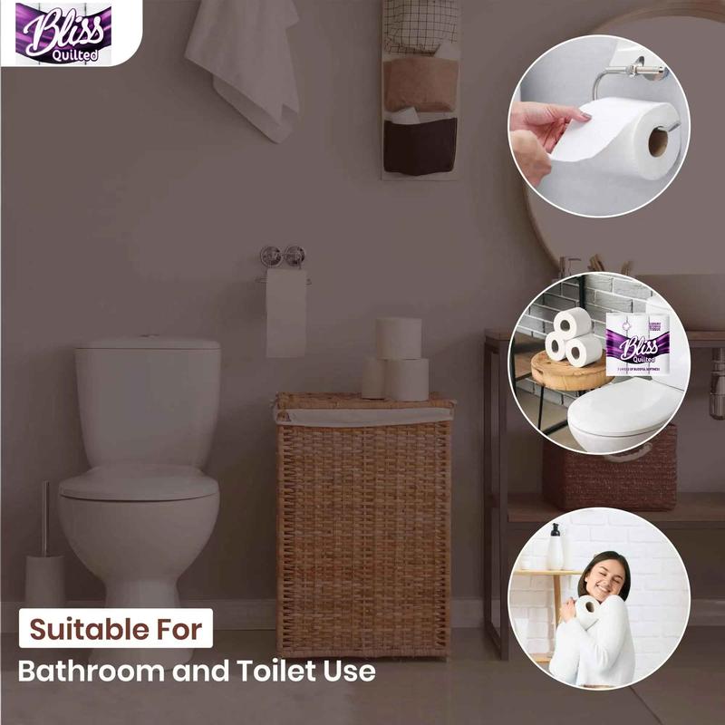 90 Bliss Cuddle 3-ply Toilet Roll - (90Pack) Soft, Quilted Bulk Toilet Rolls, Toilet Tissue and Loo Rolls – Eco-Friendly Toilet Paper Sustainably Crafted in The UK Lightweight Towel Sheets Wall Wipes Napkin toilet paper & wipes recyclable balcony 4