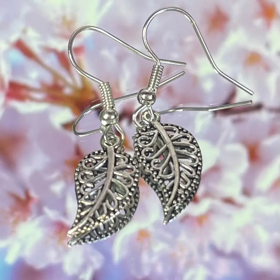 Silver Coloured Dainty Leaf Earrings