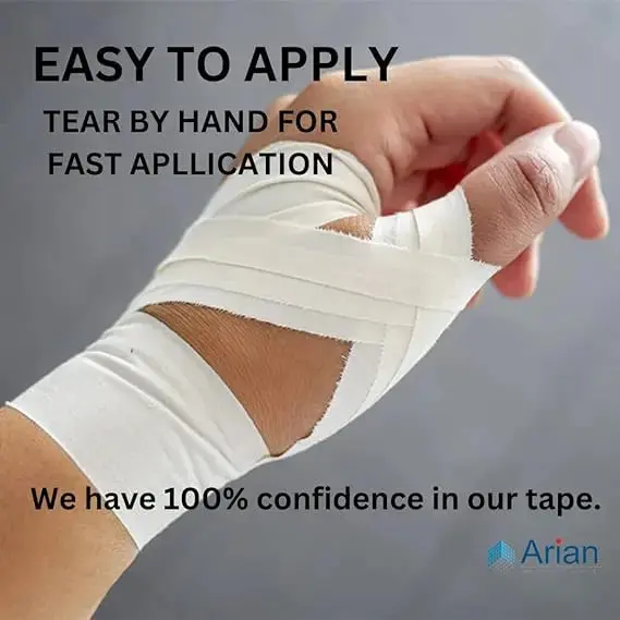 AriaTape Zinc Oxide Adhesive Tape 4 Rolls - 1.25cm X 10m High Strength Athletic Tape, Blister Prevention Tape | Sports Strapping Tape & Shoulder Tape for Rugby, Gym, Weightlifting White 4