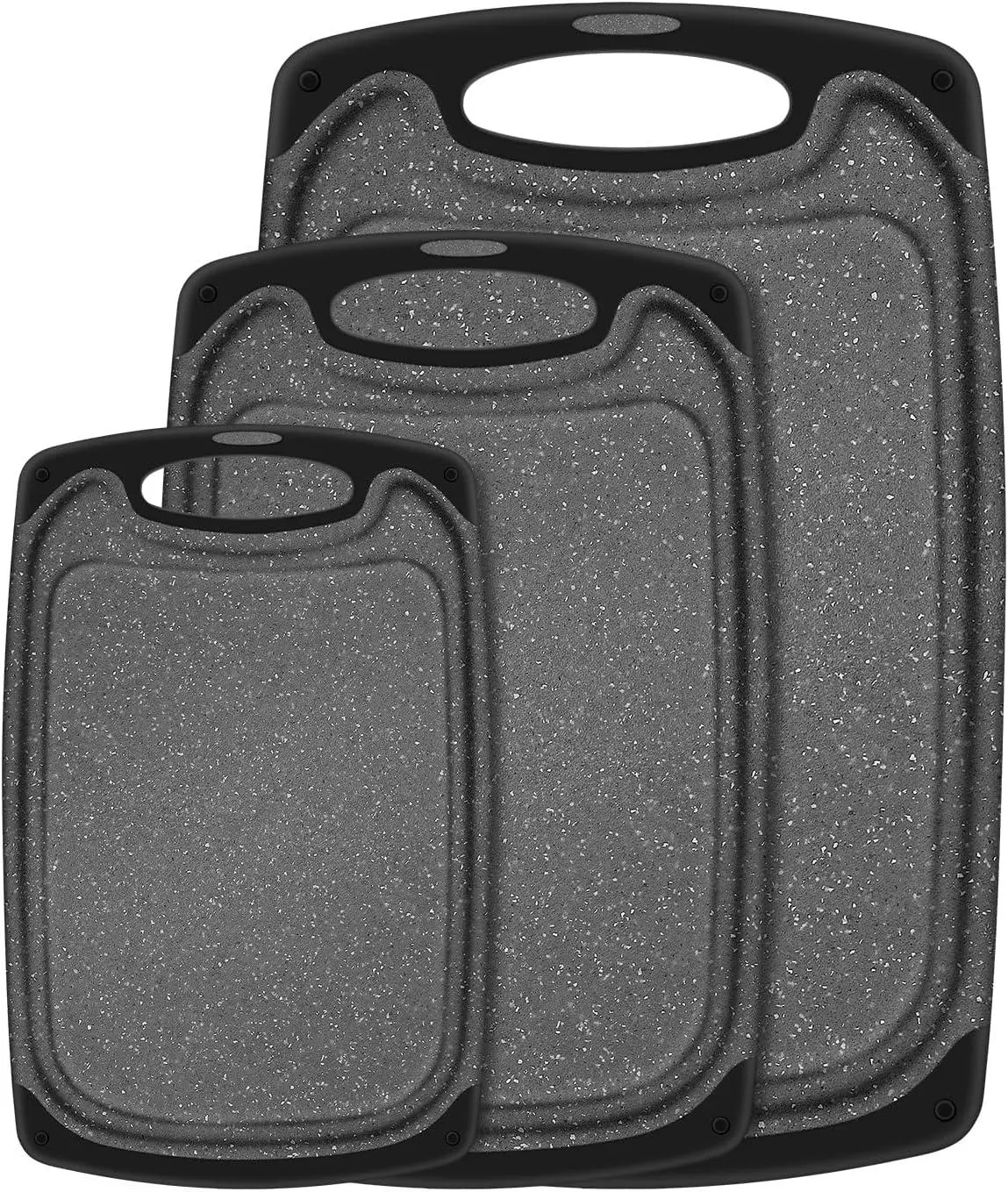 Chopping Board Set of 3, Small to Large, Non-Slip Feet, Deep Drip Juice Groove, Easy Grip Handle, BPA Free, Dishwasher Safe - Knives