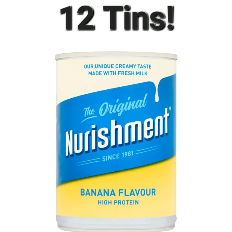 Nurishment Banana Flavoured Protein Milk Drink - 12 x 400g Tins - Healthy Beverage - LONG DATE 0