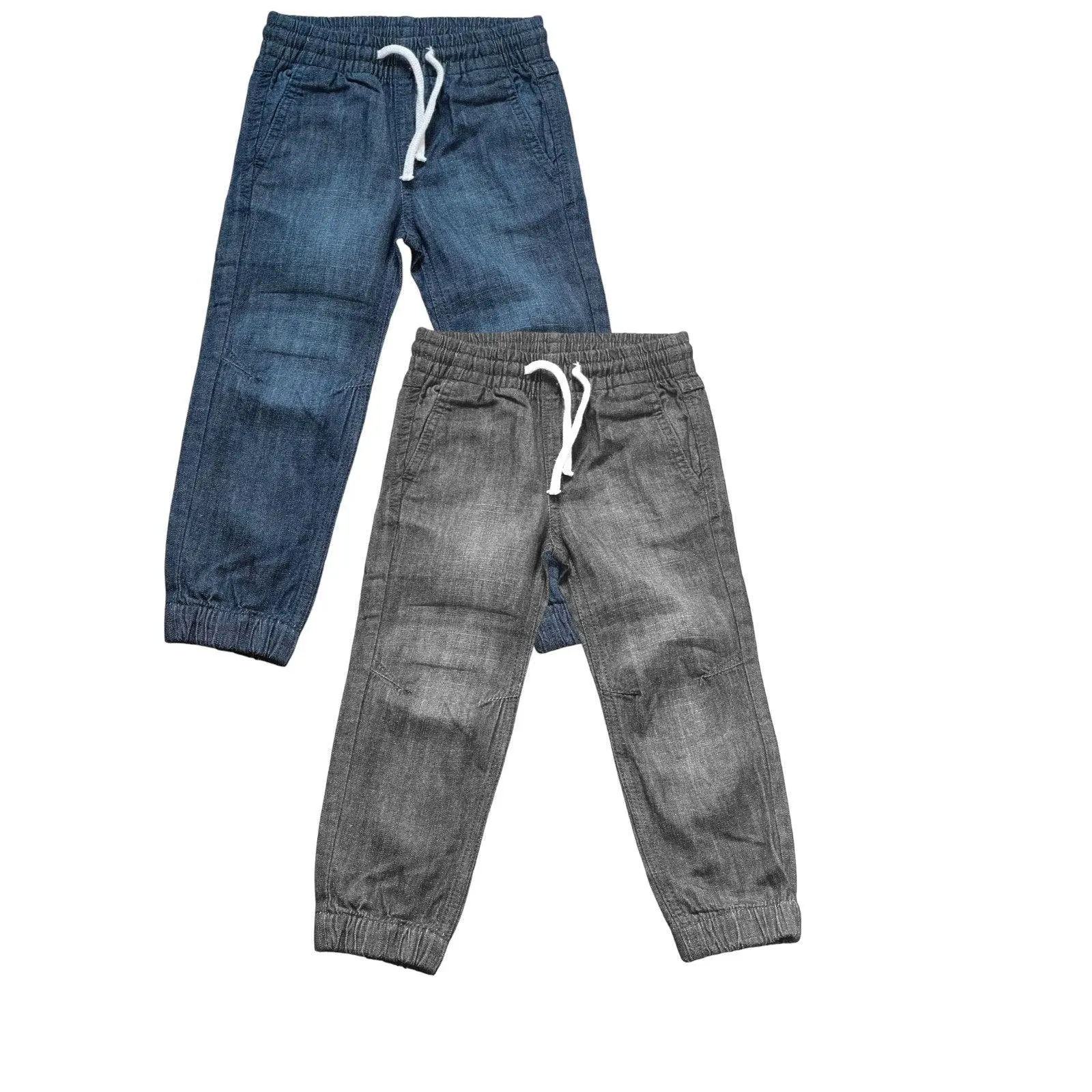 Boys Dark Denim Elasticated Waist Slim Fit Cotton Cuffed Hem Jogger Denim Jeans