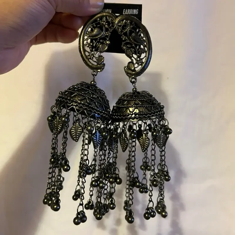 Extra Long Dark Color Kaan Jhumka - Indian Jewelry earing 2