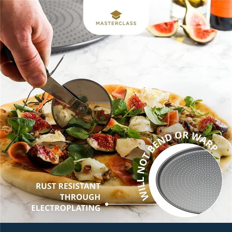Crusty Bake Non-Stick Pizza Tray for Regular and Pizza Oven, 32cm, Sleeved, Grey Kitchen Utensils Pasta Bakeware 6