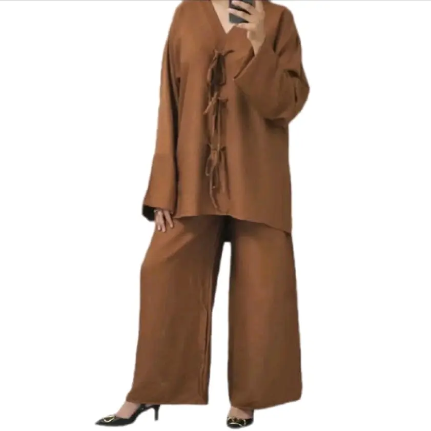 Tie-front Viscose Casual Co-ord Set - One Size UK 8 - 16 Comfortable Breathable Womenswear