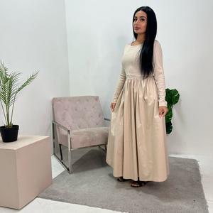 Ladies Classic A line ribbed top modest maxi dress with pockets onesize uk 6-14