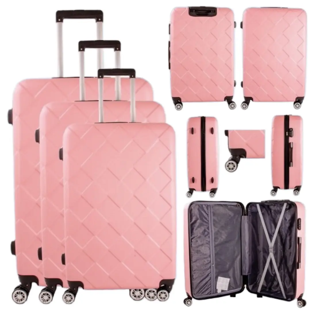 ROSE GOLD SET OF 3 TRAVEL TROLLEY SUITCASE 20”, 26”, 28”