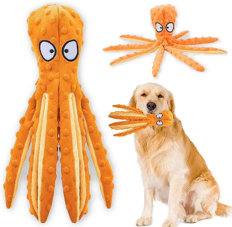 Product Introduction of Acehome Squeaky Dog Interactive Play Toy,No Stuffing Octopus Dog Chew Toy with Crinkle Paper for Medium and Large Dog Playing(Orange) 7