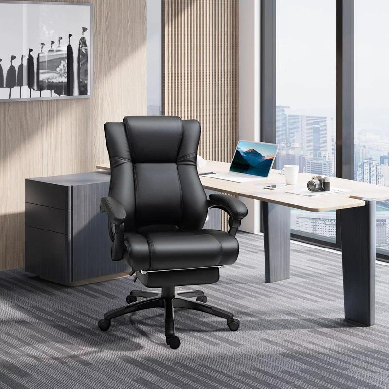 Black Faux Leather Desk Chair for Office and Home Use 1