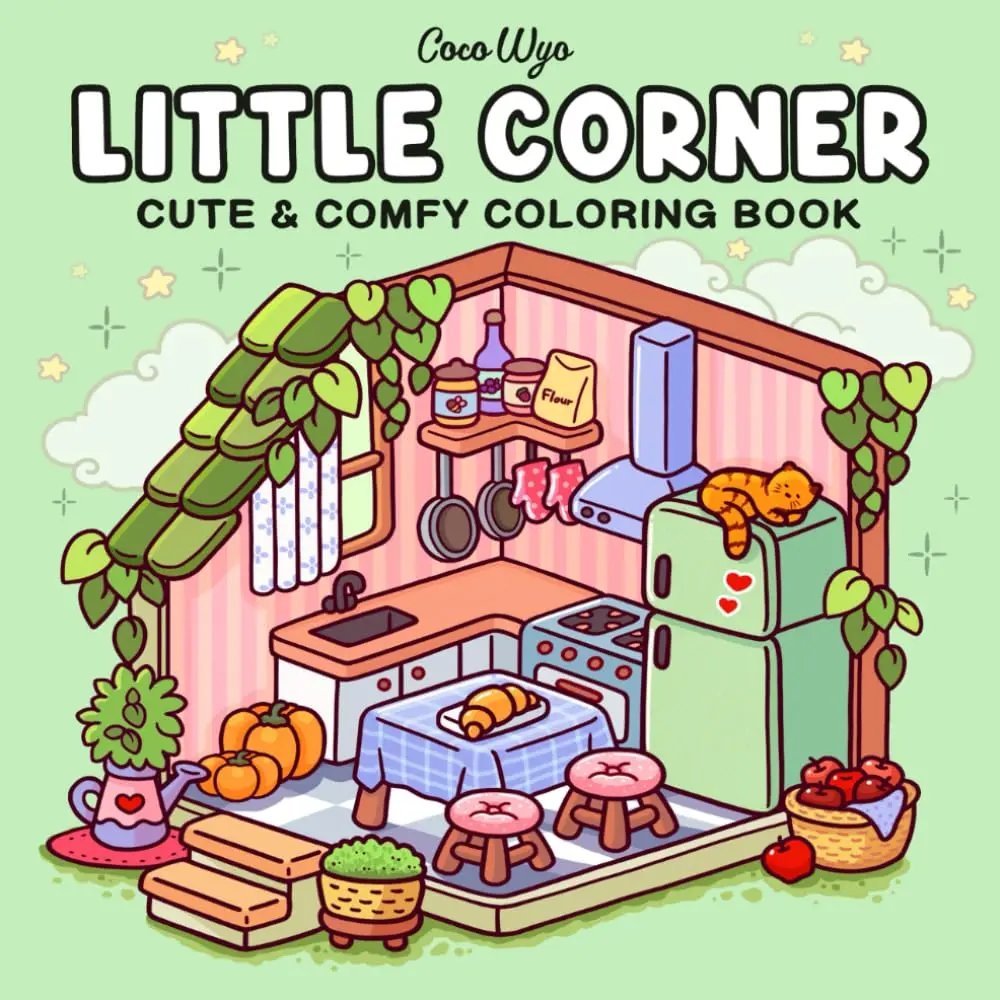 Little Corner:   for Adults and Teens, Super Cute Designs of Cozy, Hygge Spaces for Relaxation (Cozy Spaces ) viral coloring book