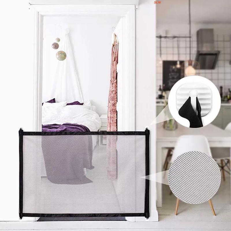 Retractable Pet Dog Gate Magic Child Baby Stair Gate Barrier Foldable Portable 2
