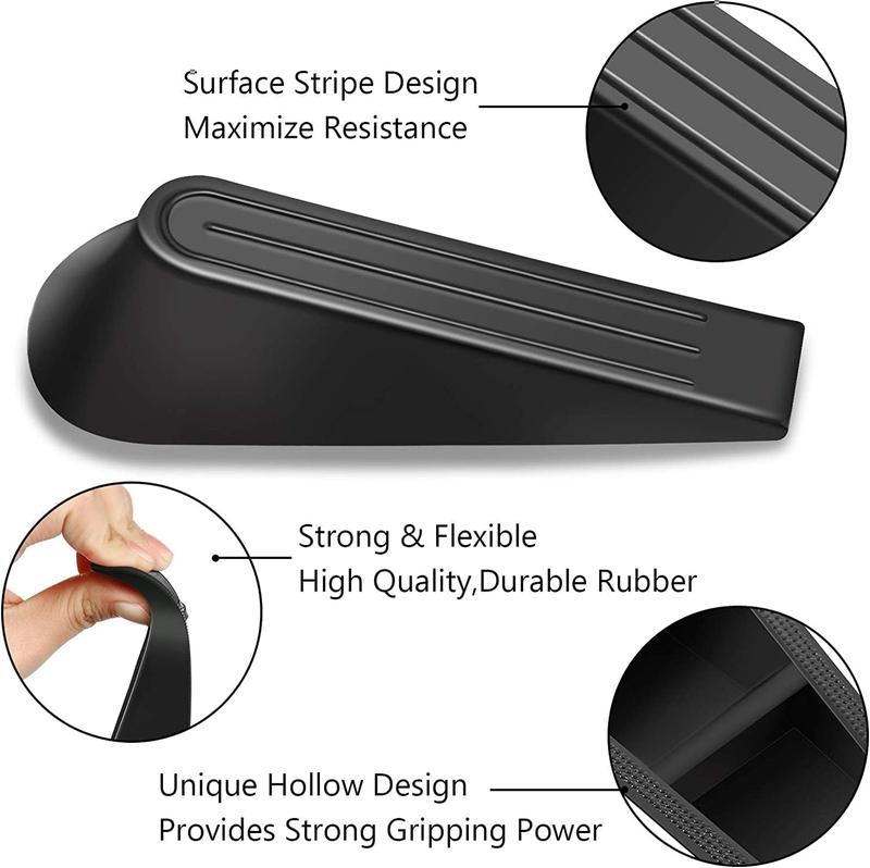 5 Pack Door Stoppers Safety Wedge Rubber Security Non-Slip Door Jammer, Indoor Anti-Skid Durable Door Stop for Floor Ideal for Homes, Offices and Work Shops 2
