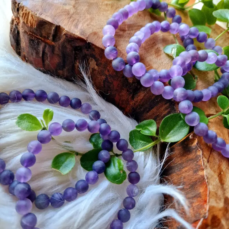 Matt Amethyst 6mm beaded bracelet (1pc) 3