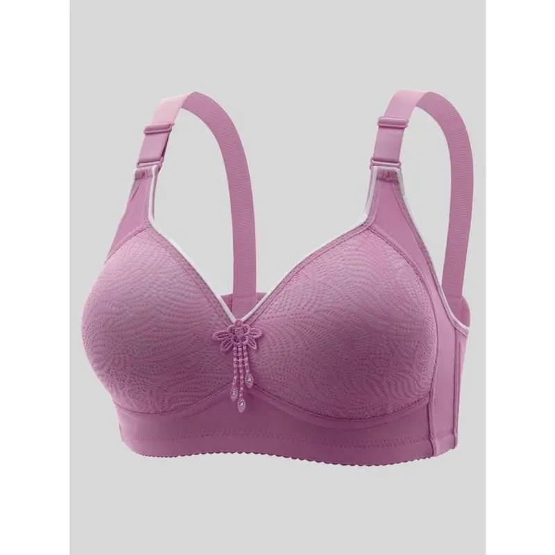 Women's Adjustable Strap Flower Decor Bra, Push Up Bra, Soft Comfortable Breathable Wireless Lingerie Top for Daily Wear, Ladies Lingerie for All Seasons, Basic Underwear for Women, Womenswear 4