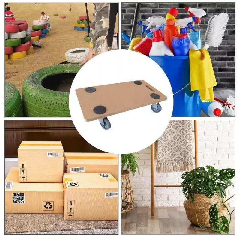 200KG Dolly Cart Trolley Wooden Wheeled Moving Platform with 4 Castors Barrow 3