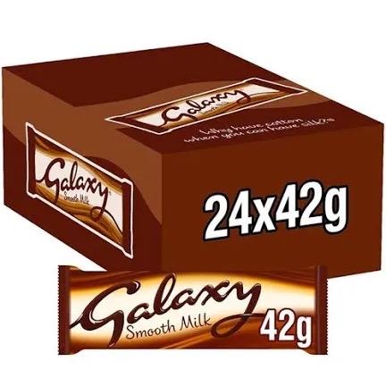 PACK OF (24*42g) GALAXY SMOOTH MILK CHOCOLATE SNACK BAR 0