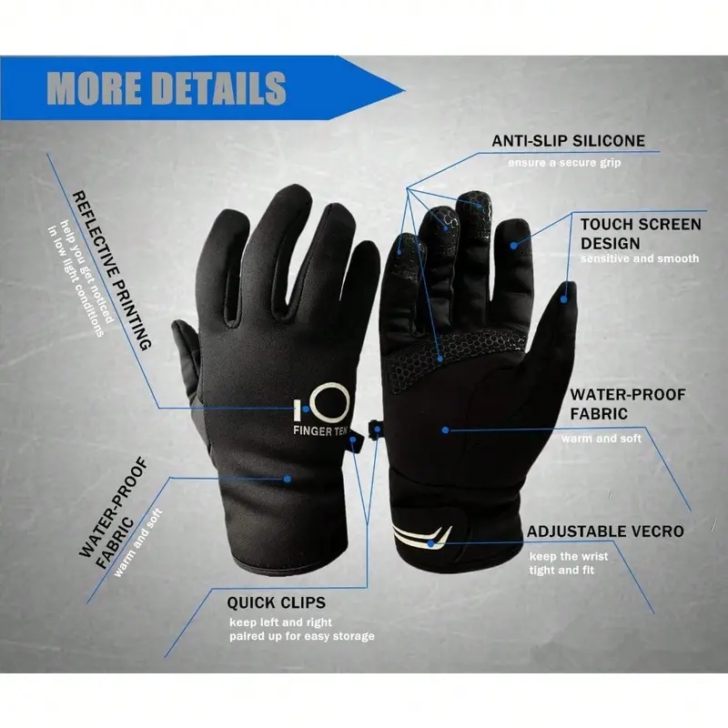Winter Cycling Gloves For Men Women Warm Anti Slip Touchscreen,Running Gloves Full Finger Waterproof Thermal For Cold Weather Driving Hiking Camping Skiing Sports 1