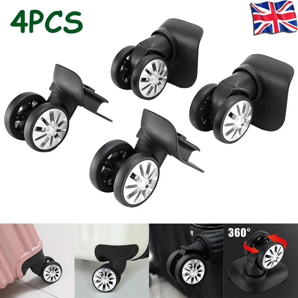 4Pcs Luggage Wheel Suitcase Replacement Wheels Casters 360 Swivel Travel Case UK - Easy Installation & Flexible Steering