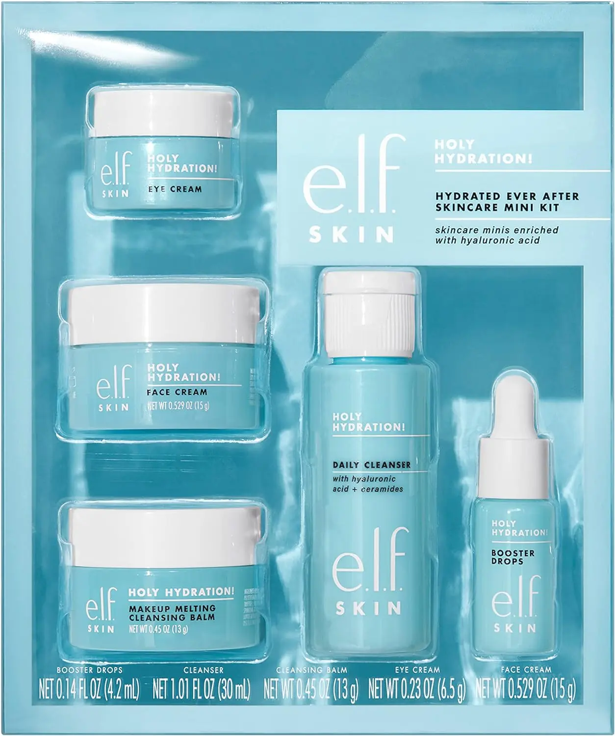 e.l.f. SKIN Hydrated Ever After Skincare Mini Kit - Cleanser, Makeup Remover, Moisturiser & Eye Cream - , Moisture Set Gentle Moisturize Moisturizing