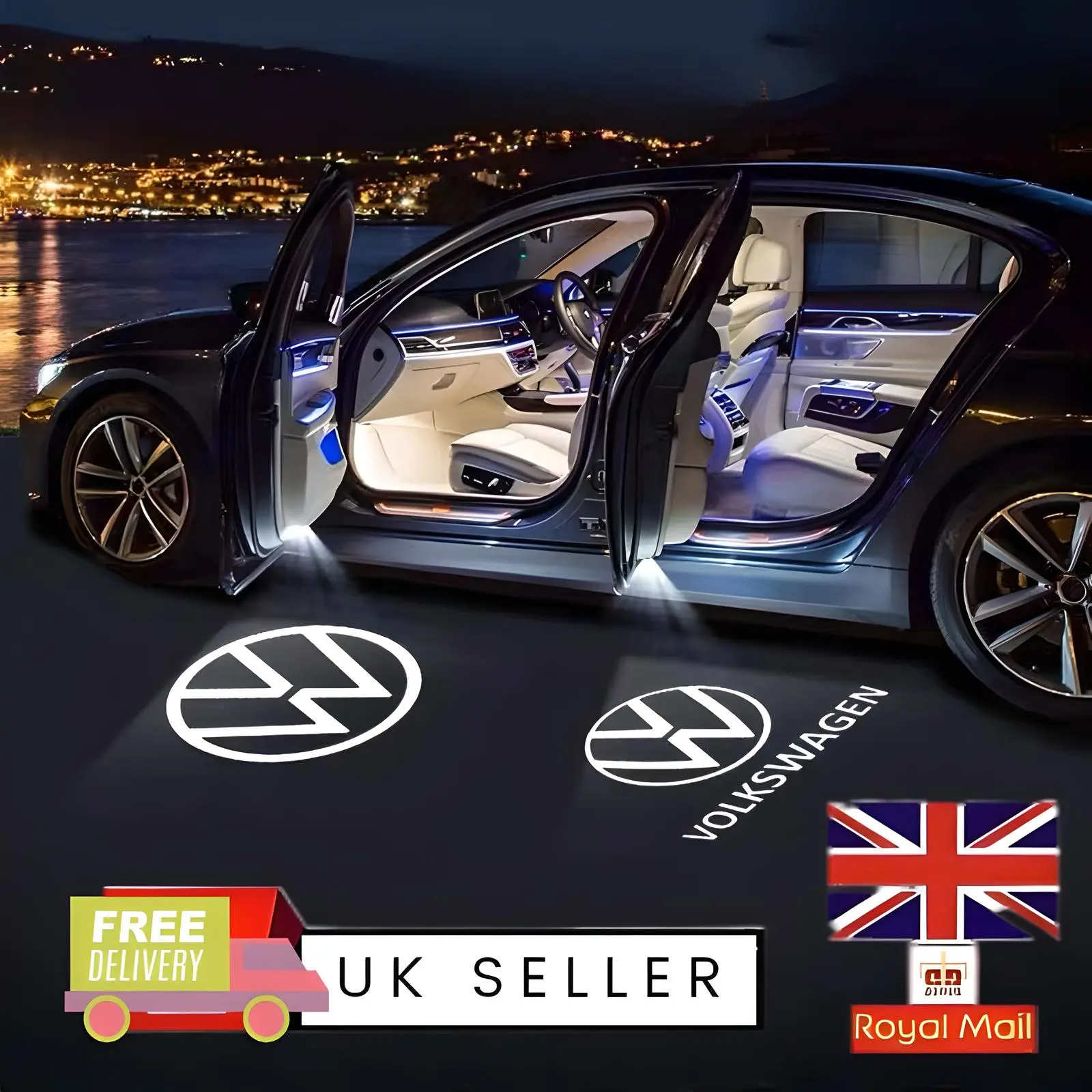 2Pcs Volkswagen Car Door LED Logo Projector - Puddle Shadow Lamp