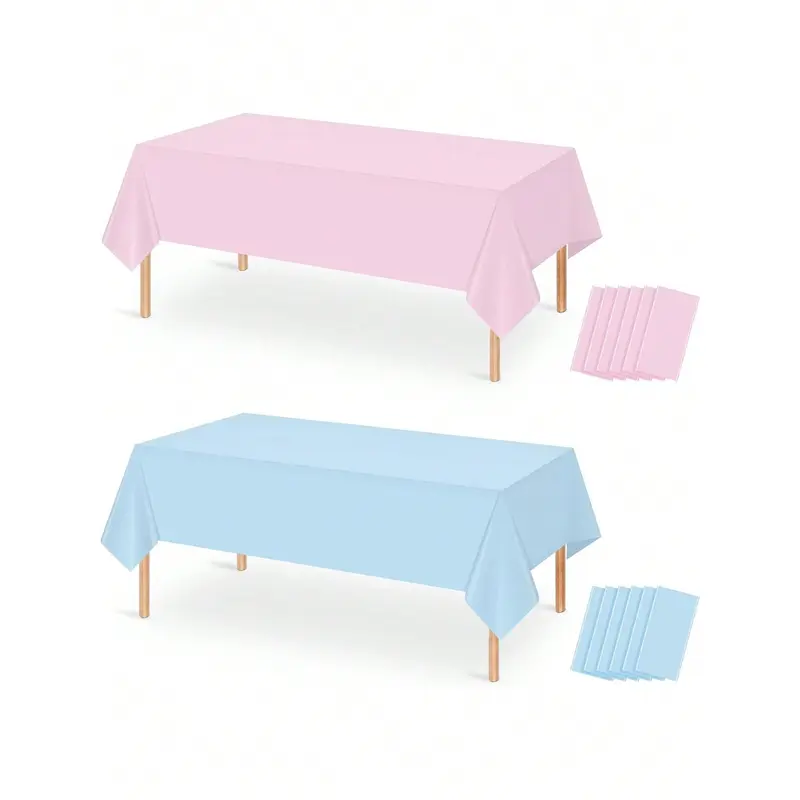 1/2pcs Gender Reveal Tablecloths, Disposable Plastic Pink And Blue Tablecloth, Rectangle Table Covers For Boy Or Girl Baby Shower Party Decorationsbaby Shower Family Decorations Gifts 0