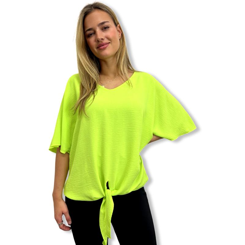 JCUKOUTLET TIE-UP BLOUSES 15 PLAIN COLORS V NECK FLUTTERING BATWING SLEEVES FRONT KNOT PLUS SIZE WOMEN'S FASHION FITS UP TO UK10-20 4