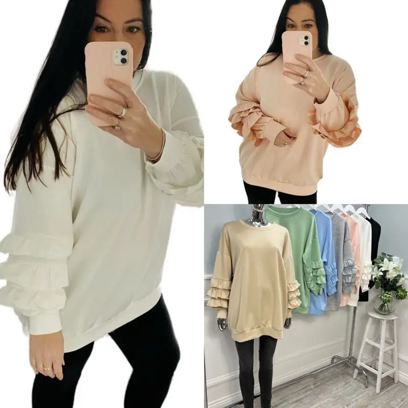 Made in Italy Ruffle Sleeve Jumper for Women Womenswear Tops  Comfort Elegance Hoodie
