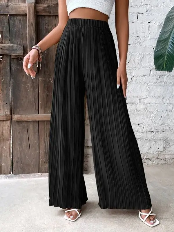 Solid Plain pleated Trousers Womenswear Bottom Fashion Women Lady Comfort Pants Comfortable Fit Elegant Love Outfit Pieces Casual Minimalist Underwear Basic 1