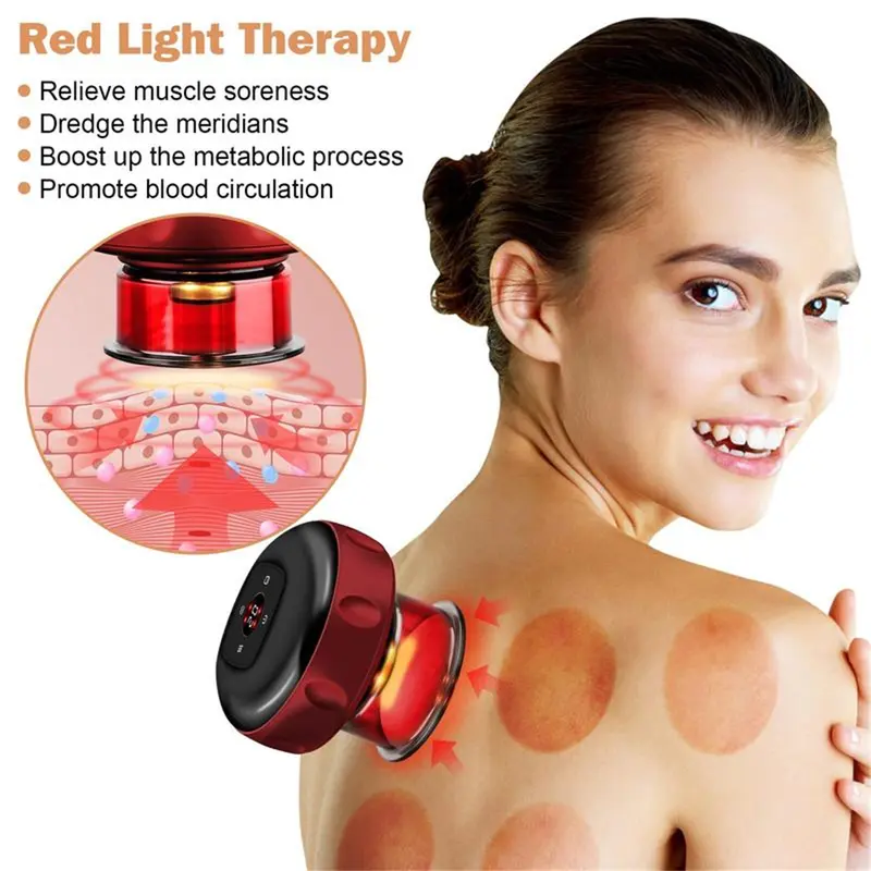 【Special Promotion】 Multi-functional Smart Cupping Massager, Smart Dynamic Cupping Device, Red Light Hot Compress, Gua Sha Massage Tool Type C Charging Massager Portable Electric Cupping Kit with 12 Level Temperature and Suction for  Relief Muscle Comfort 0