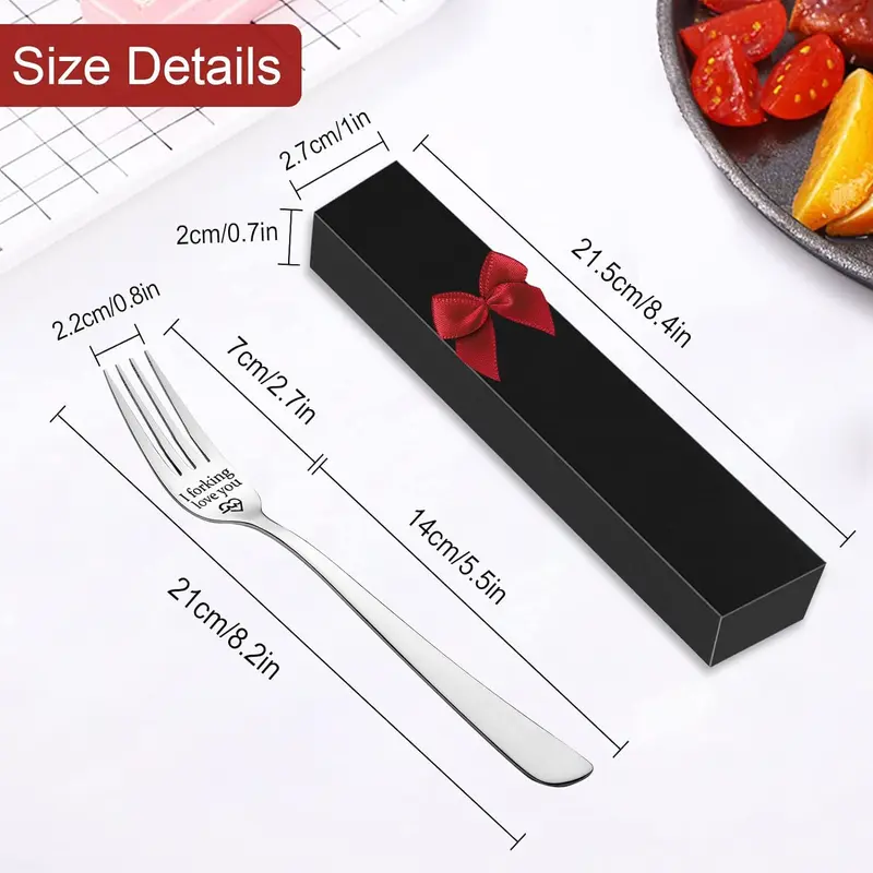 Engraved Fork, "I Forking Love You" Stainless Steel Fork with Luxury Black Box, Ideal Gift for Christmas and Valentine's Day Cutlery Lightweight 2