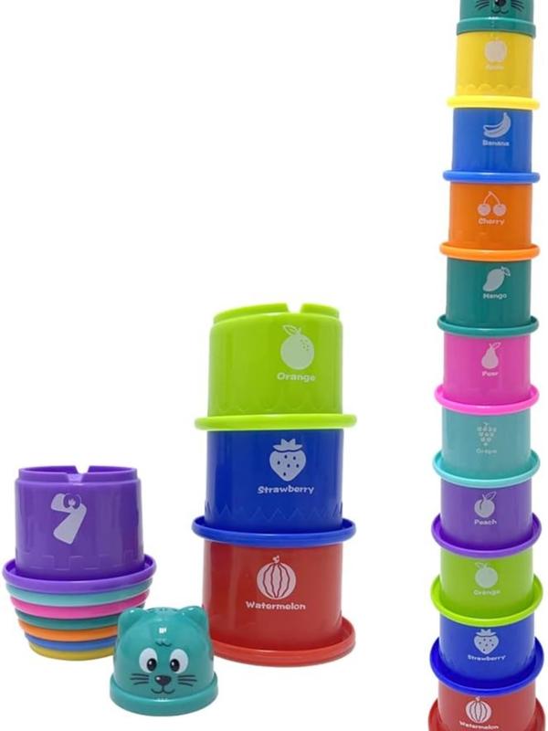 Ram Baby Kids 11 Piece Stacking Cups Stackers Pre-school Learning Toy Stacking Tower Pyramid 1