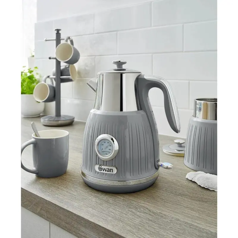 Swan Retro Kettle with Temperature Dial Display SK31040GRN (Grey) | Same-Day Dispatch & Fast Free Delivery | Kettles 1