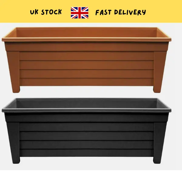 55cm Trough Plant Pot Long Plastic Planter Outdoor Garden Herb Flower Grosvenor