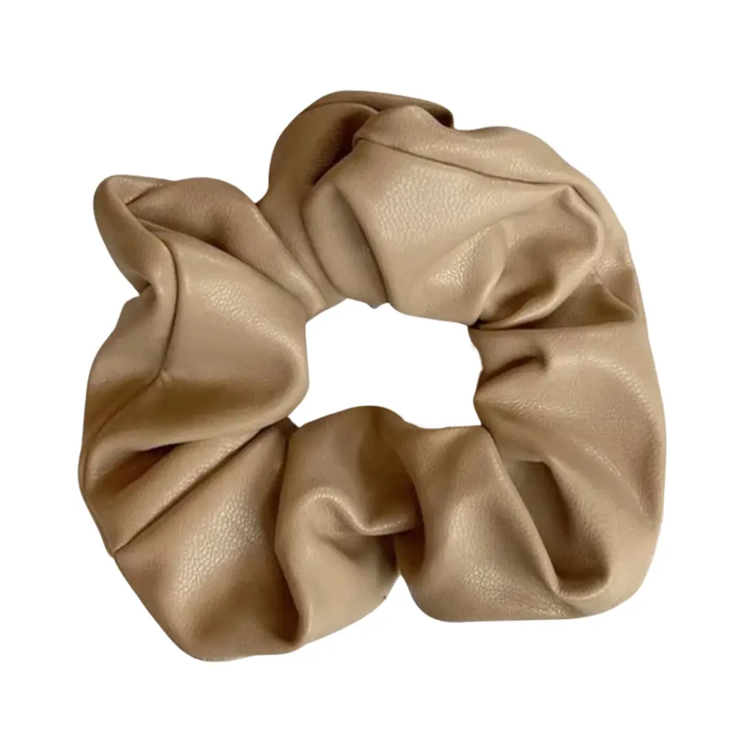 Vegan Leather Scrunchie Beige