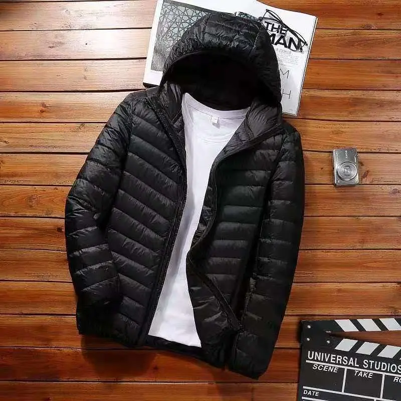 White duck down light and thin down jacket men's short hooded men's autumn light and thin down jacket Menswear Coats