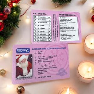The Original Santa's Lost Licence - A new Christmas Tradition. Plastic Flying Licence.