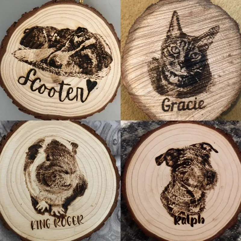 Personalised Pet Portrait Woodslice hanging decoration Decorative Gift Hangable Ornaments Room 3