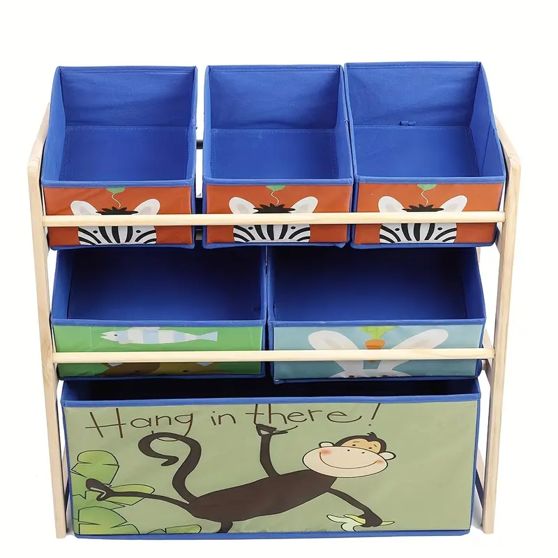 3 Tier Wooden Shelf Storage Rack Organizer Storage Shelf, 3 Tier 6 Non-woven Fabric Boxes, Made Of Quality Pine Material, Which Is Eco-friendly, Healthy And Durable To Use 1