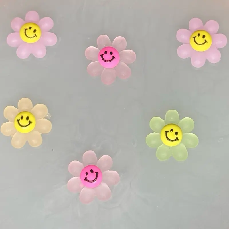 5 PCS Flower Smiley Nail Charms Nail Art