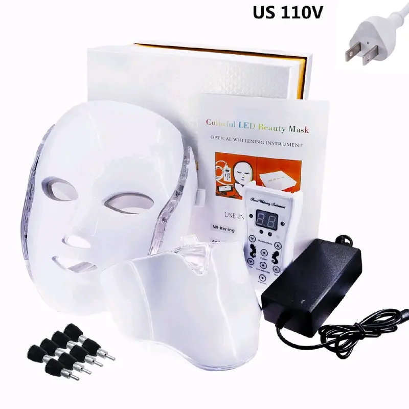 7 Colors Light LED Facial Mask with Neck Face Care Treatment Beauty Anti Acne Therapy Face Whitening Skin Rejuvenation Machine - Comfort tools clipper 4
