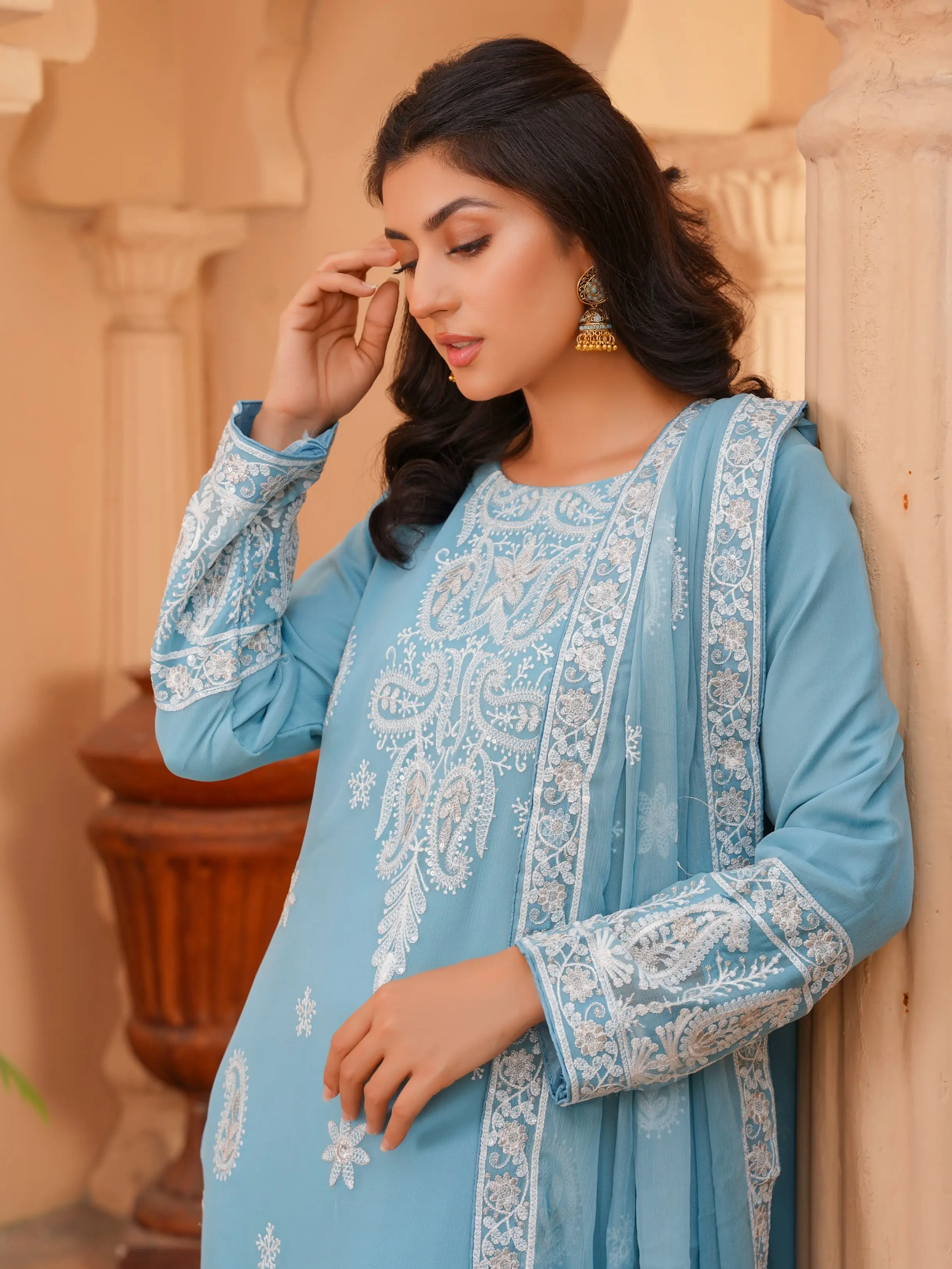 Chiffon suit Sky Blue