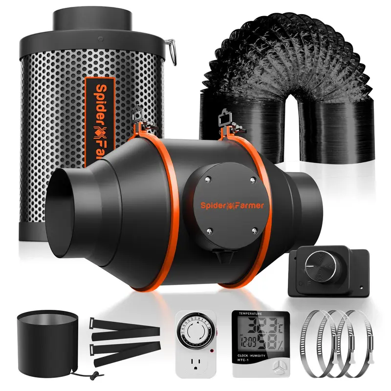 Spider Farmer 4Inch/6Inch Inline Fan Air Ducting Fan Ventilation Carbon Filter Setup for Indoor Grow Tent Kits 6