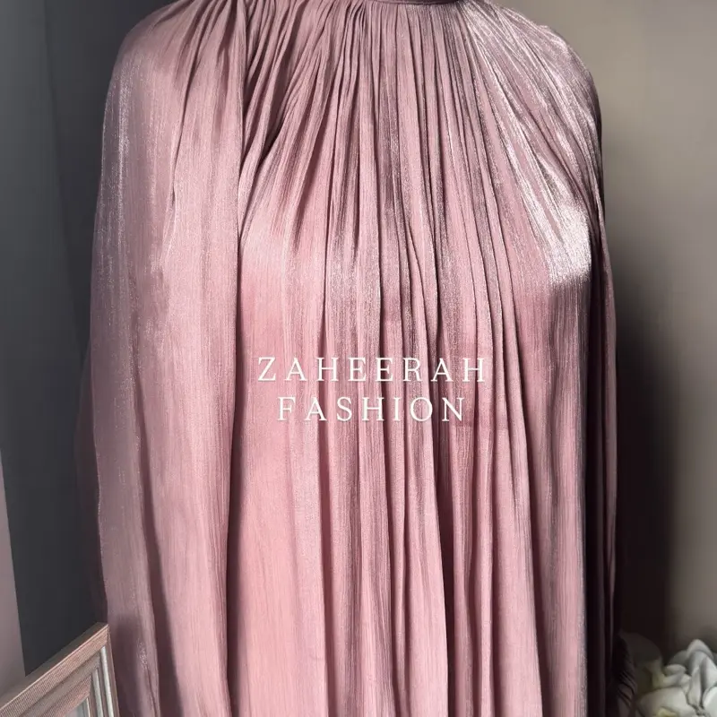 Organza Abaya Dress with Umbrella Cut and Collar for Women 8