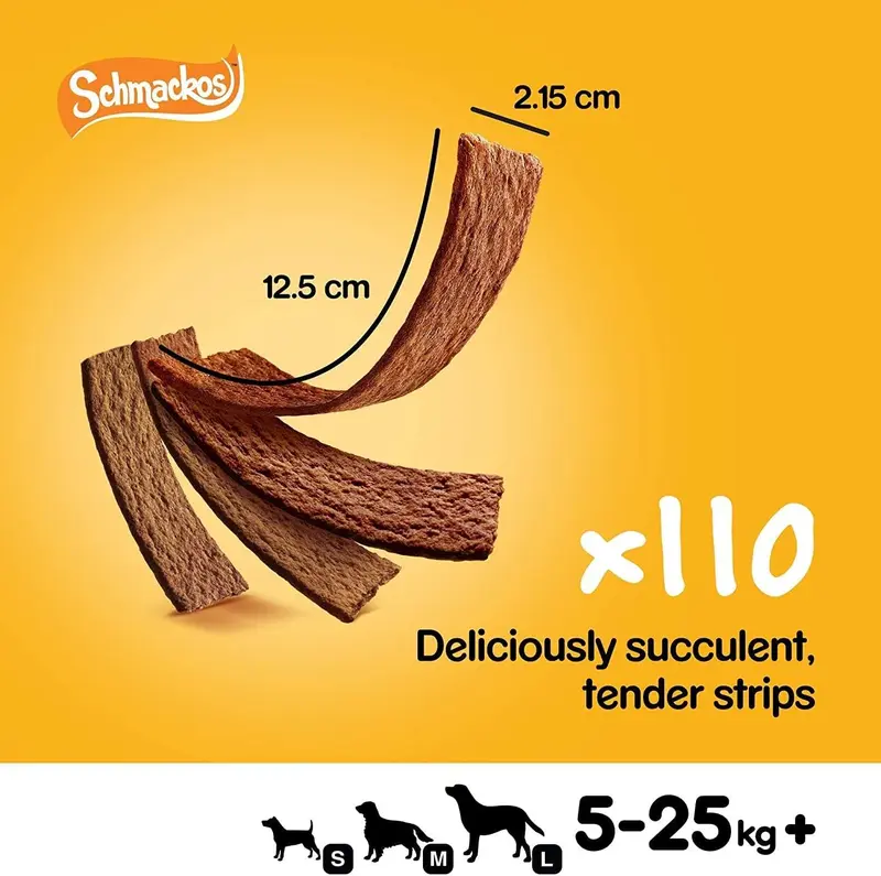 Pedigree Schmackos Mega Pack - 110 Beef-Flavored Dog Treat Strips, Multipack Snacks for Dogs 2