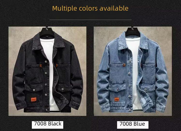 Product Introduction of Men's Loose-fit Trendy Denim Jacket Autumn 2024 New Style Workwear Jacket Regular Length 21