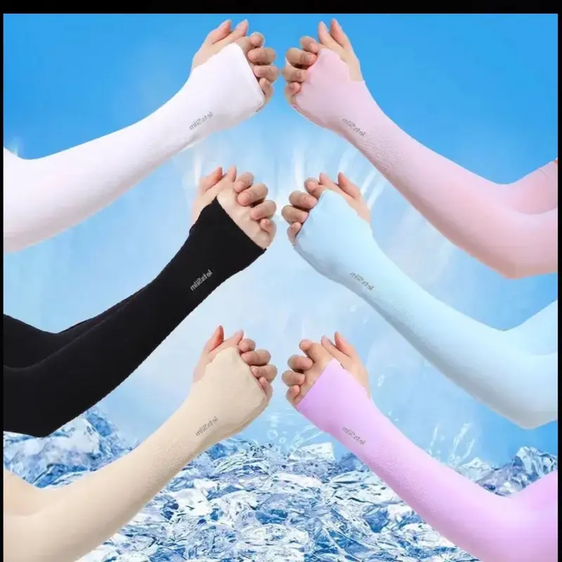 1 Pair Elastic Ice Sleeves, Women's Summer Arm Guard, Summer Outdoor UV Protection Thin Ice Sleeves Unisex Summer Cycling Arm Sleeves, UV Protection Light Ice Silk Arm Sleeve, Outdoor Sports Driving Cycling Use 0