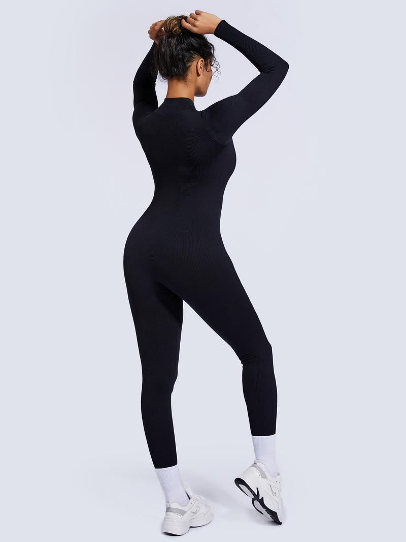 Product Introduction of GetMod jumpsusit for women's  Solid Zipper V Neck  Jumpsuit,Casual Sexy Tight-fitting Long Sleeve Jumpsuit for Spring& Fall.Comfort Womenswear for Lady 17
